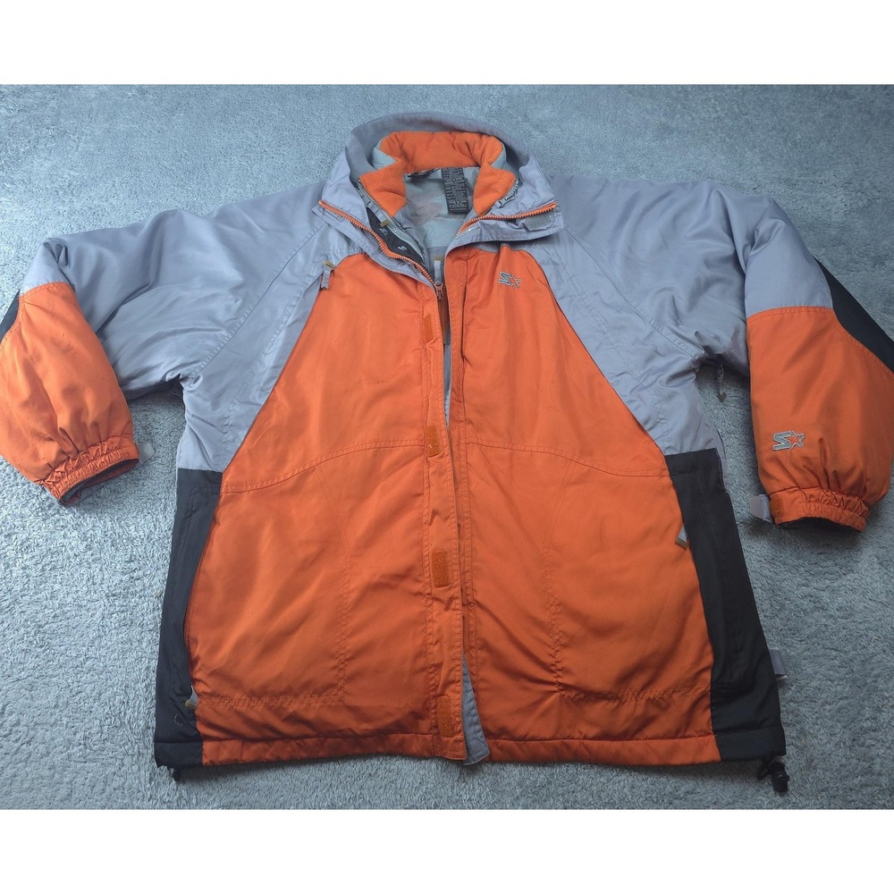 Vintage Starter Jacket Mens Large Full Zip Detachable Liner Winter Coat Down